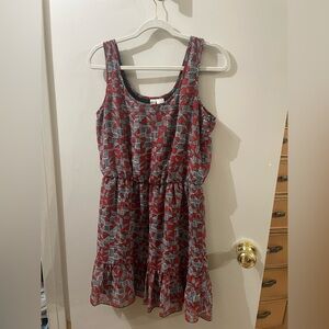 Geometric Red and Black Sleeveless Dress